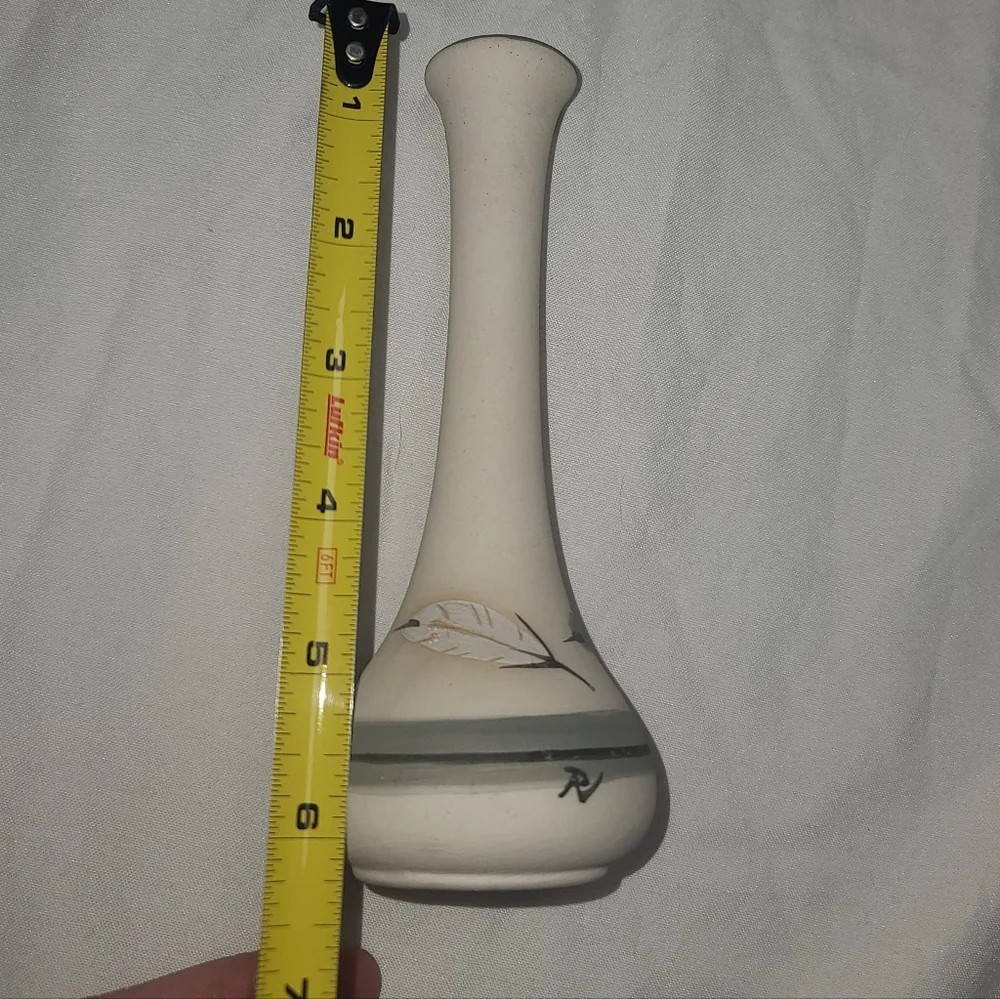 Southwestern Cream Vase with Leaf Design, Navajo Pottery